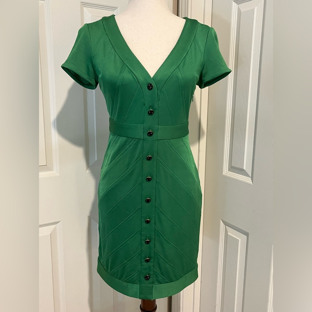 Ali Ro Emerald Green Button Sise Zip Bodycon St. Patrick’s Day Size 4